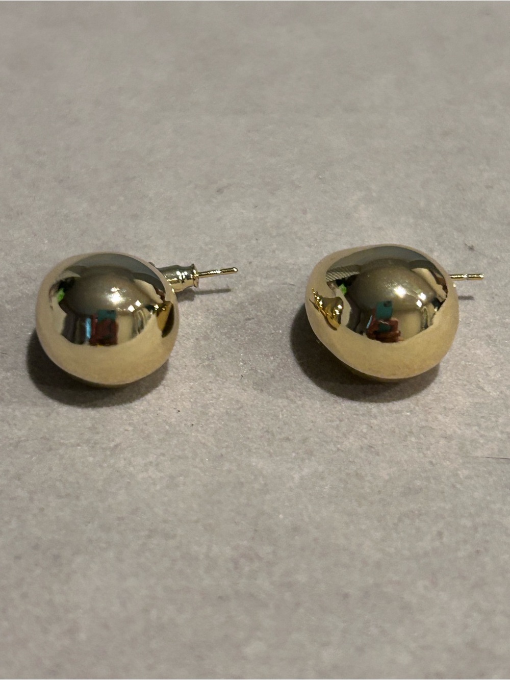Gold Teardrop Dome Earrings - Sleek Women's Jewelry - Picture 4 of 4